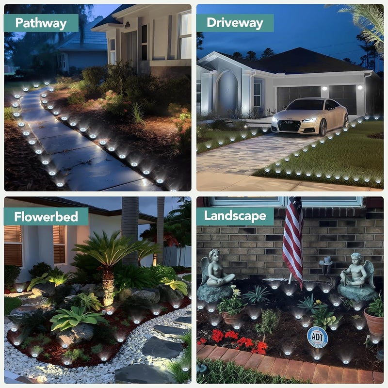 SOLPEX Mini Solar Ground Lights, 20 Pack Solar Lights Outdoor Waterproof, Pathway Lights Solar Powered, Solar Garden Lights, Landscape Lighting for Yard Driveway Walkway (Cool White) - Image 2